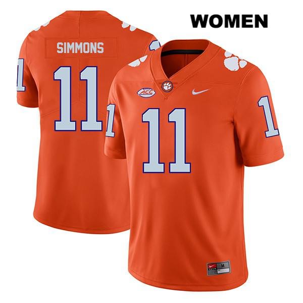 Women's Clemson Tigers #11 Isaiah Simmons Stitched Orange Legend Authentic Nike NCAA College Football Jersey XDE6146HH